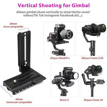 Load image into Gallery viewer, Vertical Mount L Bracket for Zhiyun Weebill-S Crane 2/3S DJI Ronin-S, Quick Release L Vertical Plate with Counterweights for Zhiyun Gimbal Stabilizer
