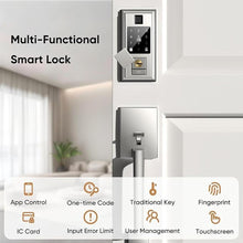 Load image into Gallery viewer, Smart Locks for Front Door with Lever Handle Set, Keyless Entry Door Lock, Fingerprint &amp; App Control, Touchscreen Keypad Deadbolt, Auto Lock, Satin Nickel
