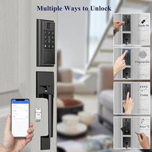 Load image into Gallery viewer, Smart Front Door Lock Set, Keyless Entry Door Lock Deadbolt with Handle Set, Touchscreen Keypad Smart Locks, Fingerprint Access, App Control, Matte Black
