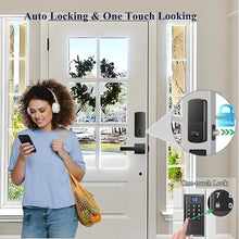 Load image into Gallery viewer, Smart Front Door Lock Set, Keyless Entry Door Lock Deadbolt with Handle Set, Touchscreen Keypad Smart Locks, Fingerprint Access, App Control, Matte Black
