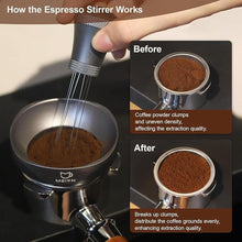 Load image into Gallery viewer, WDT Espresso Distribution Tool Espresso Stirrer Tools for Barista, 0.35mm 7 Needles Espresso Coffee Stirrer with Extra 7 Replaceable Needles, Aluminum Alloy Handle with Stand (Grey)
