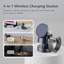 Load image into Gallery viewer, 4 in 1 Wireless Charging Station with Night-Lamp for MagSafe Magnetic Fast Charger iPhone Wireless Stand, Travel Charger Multiple Devices for iPhone 16 15 Pro Max Airpods Apple Watch Ultra
