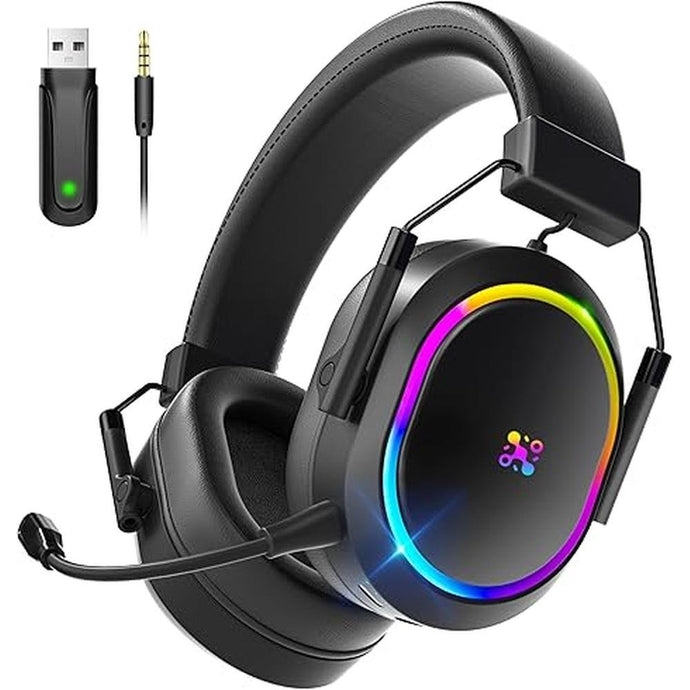 Wireless Gaming Headset for PS5, Bluetooth Gaming Headphones with Noise Cancelling Microphone, Gamer Headsets for PC Mobile Laptop Xbox Nintendo Switch Mac