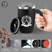 Load image into Gallery viewer, Initial Magnetic Stirring Coffee Mug Stainless Travel Cup Best Grandpa Grandfather Elder Men Happy Birthday Father Day First Time Great Papaw Peepaw Pawpaw Granddad Christmas Cool Meaningful Gifts,H
