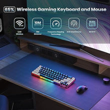 Load image into Gallery viewer, 65% Wireless Gaming Keyboard: LED Backlit, 68 Keys, Ultra-Compact, Anti-ghosting, No-Conflict Wireless Keyboard for PC Laptop Windows Gamer(Black-White)
