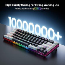 Load image into Gallery viewer, 65% Wireless Gaming Keyboard: LED Backlit, 68 Keys, Ultra-Compact, Anti-ghosting, No-Conflict Wireless Keyboard for PC Laptop Windows Gamer(Black-White)
