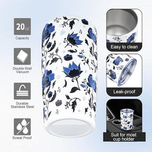 Load image into Gallery viewer, 20oz Tumbler with Lid and Straw Double Wall Powder Coated Vacuum Insulated Coffee Tumbler Stainless Steel Travel Coffee Mug Spill-Proof Thermal Cup for Hot and Cold Beverage,Blue and White Porcelain

