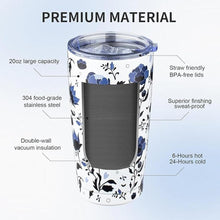 Load image into Gallery viewer, 20oz Tumbler with Lid and Straw Double Wall Powder Coated Vacuum Insulated Coffee Tumbler Stainless Steel Travel Coffee Mug Spill-Proof Thermal Cup for Hot and Cold Beverage,Blue and White Porcelain
