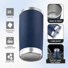 Load image into Gallery viewer, 20oz Tumbler with Lid and Straw Double Wall Powder Coated Vacuum Insulated Coffee Tumbler Stainless Steel Insulated Travel Coffee Mug Spill-Proof Thermal Cup for Hot and Cold Beverage,Navy Blue
