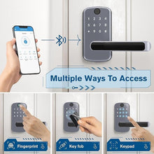 Load image into Gallery viewer, Keyless Entry Door Lock with Handle: Olumat Smart Lock with Fingerprint - Keypad with App Control - Digital Locks for Front Door - for Garage, Home, Office, Rental
