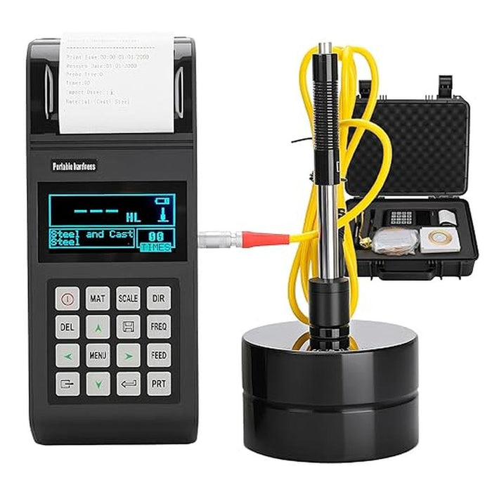 Printered Richter Hardness Tester, 170 to 960 HLD Metal Hardness Tester with D-Impact Device, Data Storage, 7 in 1 HL, HV, HB, HRC, HRB, HRA, HS for Steel, Iron, Bronze and Copper
