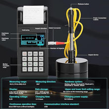 Load image into Gallery viewer, Printered Richter Hardness Tester, 170 to 960 HLD Metal Hardness Tester with D-Impact Device, Data Storage, 7 in 1 HL, HV, HB, HRC, HRB, HRA, HS for Steel, Iron, Bronze and Copper
