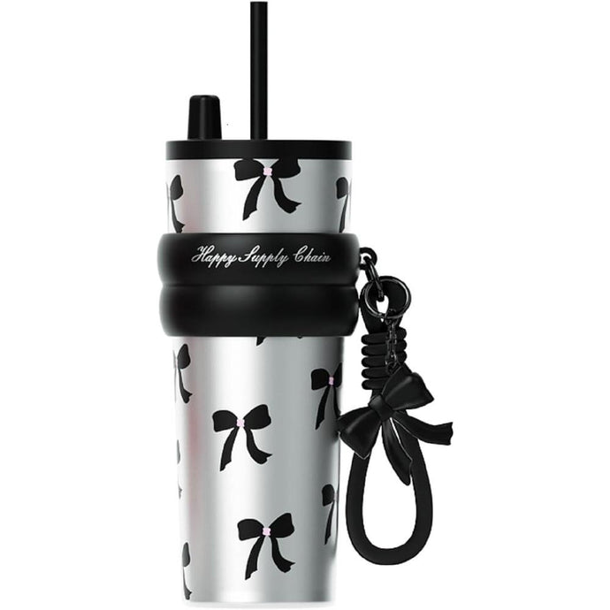24 OZ Stainless Steel Vacuum Tumbler with Lid and Straw, Iced Insulated Water Bottle Leak Proof, Portable Travel Coffee Mug, Reusable Double Wall Vacuum Thermal Cup for Women
