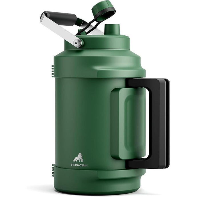 1 Gallon Insulated Water Bottle for Sports: 2-in-1 Straw Spout Lid, Dual Handle, Leakproof, Keep Cold 48H, 128oz Stainless Steel Water Jug for Outdoors, Hiking, Cycling, Camping, Fishing (Forest)
