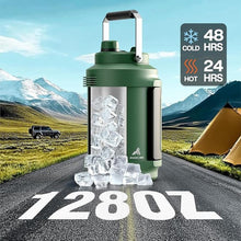 Load image into Gallery viewer, 1 Gallon Insulated Water Bottle for Sports: 2-in-1 Straw Spout Lid, Dual Handle, Leakproof, Keep Cold 48H, 128oz Stainless Steel Water Jug for Outdoors, Hiking, Cycling, Camping, Fishing (Forest)
