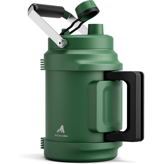 64oz Insulated Water Bottle for Outdoors: 2-in-1 Straw Spout Lid, Dual Handle, Leakproof, Keep Cold 36H, Half Gallon Stainless Steel Water Jug for Sports, Camping, Gym, Work, Beach, Fishing (Forest)