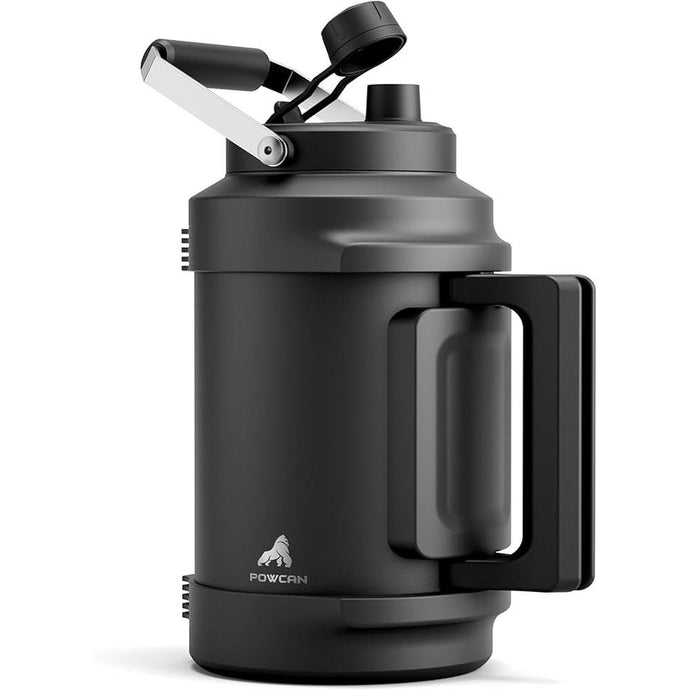 1 Gallon Insulated Water Bottle for Travel: 2-in-1 Straw Spout Lid, Dual Handle, Leakproof, Keep Cold 48H, 128oz Stainless Steel Water Jug for Gym, Biking, Road Trip, Work, Home, Picnic (Midnight)
