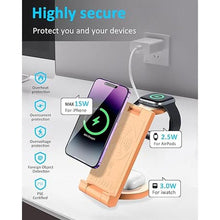 Load image into Gallery viewer, 3 in 1 Charging Station for iPhone,Foldable Travel Charger Stand Multiple Devices for iPhone 16 15 14 13 12 11 X Pro Max &amp; Apple Watch-Wireless Charger for AirPods,Compatible with Android Phone Orange
