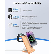 Load image into Gallery viewer, 3 in 1 Charging Station for iPhone,Foldable Travel Charger Stand Multiple Devices for iPhone 16 15 14 13 12 11 X Pro Max &amp; Apple Watch-Wireless Charger for AirPods,Compatible with Android Phone Orange
