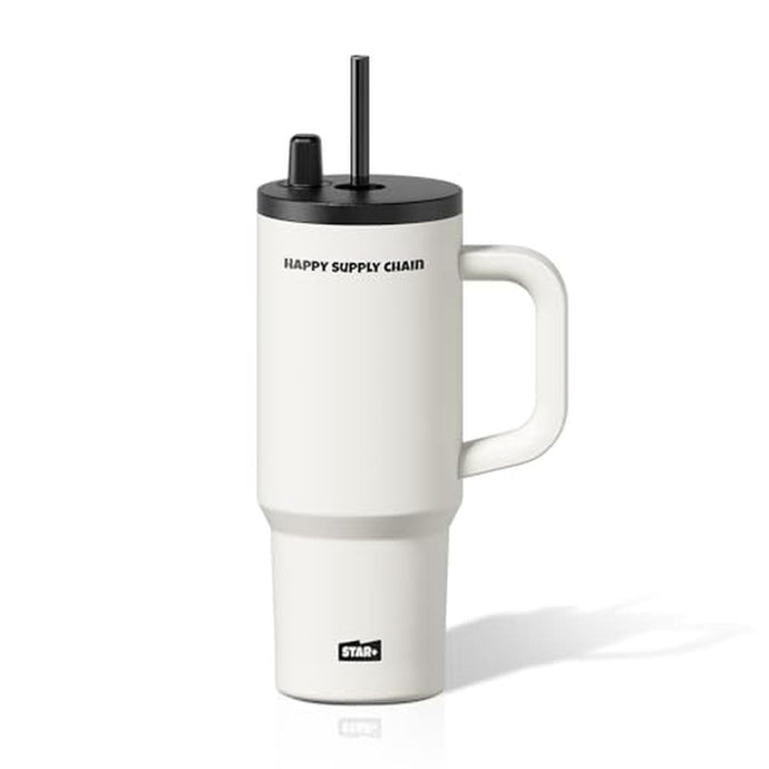 SDGA 24 OZ Stainless Steel Tumbler with Lid and Straw, Coffee Travel Mug with Handle Spill Proof Spill Resistant, Resuable Water Bottle, Insulated Tumbler Cup for Women, BPA Free, White