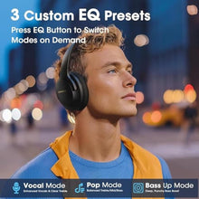 Load image into Gallery viewer, Over Ear Headphones Wireless 80H Playtime, Bluetooth Headphones Over Ear with 3 EQ Modes, Built-in ENC Mic,Deep Bass, HiFi Stereo Foldable 5.4 Bluetooth Headset for Phone PC Travel Gym Workout Office
