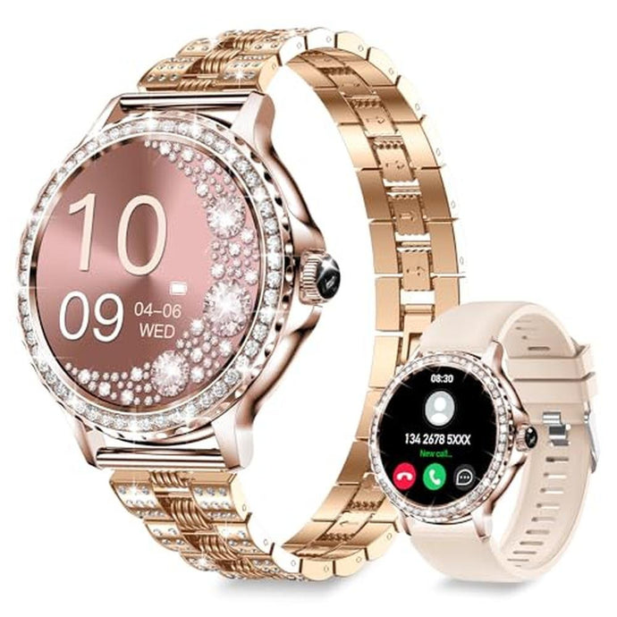 Smart Watches for Women (Answer/Make Call) with Diamonds, 1.3”HD Screen Bluetooth Smartwatch for Android iOS Phones, IP68 Waterproof Fitness Activity