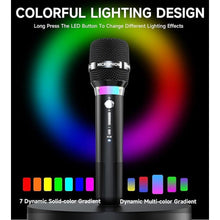 Load image into Gallery viewer, Wireless Microphone, Rechargeable Wireless Dual Microphones with One-to-One Chip Connection and LED Lights, 40H Duration, 200FT Range Receiving, Less Latency Karaoke Microphone for Singing
