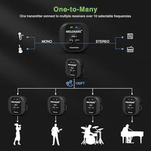 Load image into Gallery viewer, Wireless in-Ear Monitor System - UHF 500MHz, Low Latency, Auto-Pairing, 1 Beltpack Transmitter &amp; 2 Receivers, 10 Channels, Mono/Stereo Selection, IEM for Live Shows, Studio, Bands (PM-1-2R)
