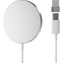 Load image into Gallery viewer, Magnetic Wireless Charger, 15W Max Magnet Fast Charging Pad for iPhone 16 Pro Max/16 Pro/16 Plus/16/15/14/13/12, Slim Mag Quick Charger with USB-A &amp; USB-C Charging Port(Silver)
