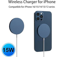 Load image into Gallery viewer, Magnetic Wireless Charger, 15W Max Magnet Fast Charging Pad for iPhone 16 Pro Max/16 Pro/16 Plus/16/15/14/13/12, Slim Mag Quick Charger with USB-A &amp; USB-C Charging Port(Blue)
