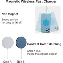 Load image into Gallery viewer, Magnetic Wireless Charger, 15W Max Magnet Fast Charging Pad for iPhone 16 Pro Max/16 Pro/16 Plus/16/15/14/13/12, Slim Mag Quick Charger with USB-A &amp; USB-C Charging Port(Blue)
