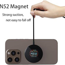 Load image into Gallery viewer, Magnetic Wireless Charger, 15W Magnet Fast Charging Pad for iPhone 16 Pro Max/16 Pro/16 Plus/16/15/14/13/12, Slim Mag Quick Charger with USB-A &amp; USB-C Charging Port (Glass Charger with LCD-Black)
