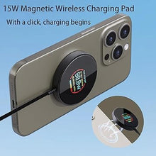 Load image into Gallery viewer, Magnetic Wireless Charger, 15W Magnet Fast Charging Pad for iPhone 16 Pro Max/16 Pro/16 Plus/16/15/14/13/12, Slim Mag Quick Charger with USB-A &amp; USB-C Charging Port (Glass Charger with LCD-Black)
