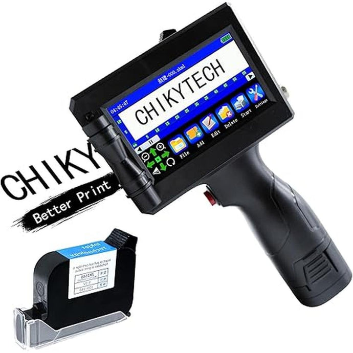 CHIKYTECH Upgrading Portable Handheld Inkjet Printer ZK-1691 with 4.3 Inch Touch Screen Quick-Drying Ink Cartridge Handheld Inkjet Printer for Any Surfaces (Support 28 Languages.)