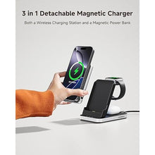 Load image into Gallery viewer, 3 in 1 Charging Station Compatible with MagSafe for Apple, SwanScout 304M, Magnetic Wireless Charger Stand with 5000mAh Detachable Portable Charger for iPhone 16/15, Apple Watch, AirPods (No Adapter)
