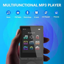 Load image into Gallery viewer, 64GB MP3 Player with Bluetooth 5.3, Music Player with HiFi Sound for Sports Runners, 2.4&quot; Screen MP3 Player Built in HD Speaker Voice Recorder FM Radio E-Book, Expanded Up to 128GB, Earphone Included
