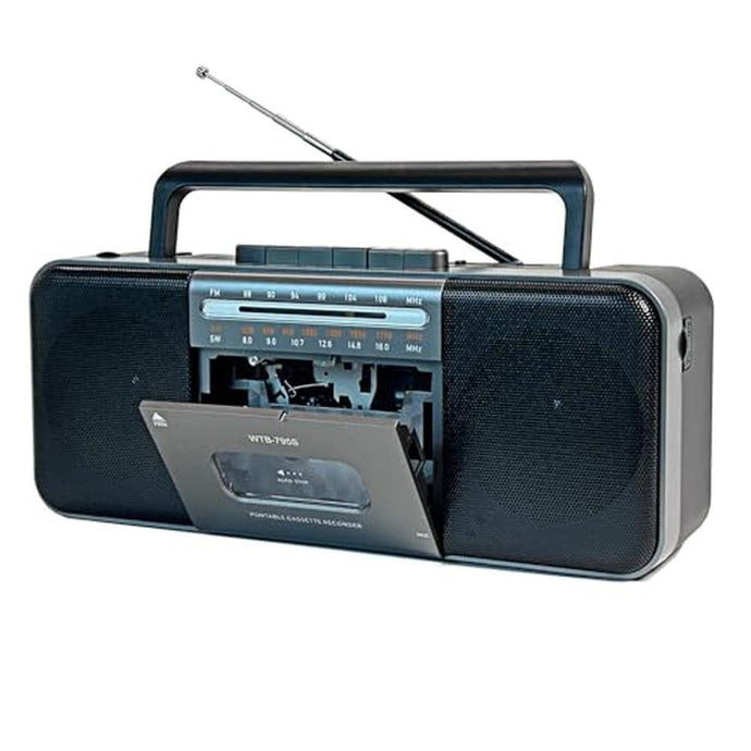 Portable Cassette Tape Player Recorder,AM/FM/SW Radio Stereo with Bluetooth,USB/SD, Big 10W Speaker,Record to Cassette/U Disk/SD Card via Mic, MP3 Converter, Earphone Jack,AC/DC Powered