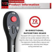 Load image into Gallery viewer, 1/2&quot; Drive Ratchet, 72-Tooth Ratchet Handle, 11 Inch Quick Release Reversible Ratchet Wrench, CR-V Steel, Mechanical Maintenance, Automobile and Motorcycle Repair
