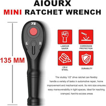Load image into Gallery viewer, 1/2&quot; Drive Mini Ratchet, 72-Tooth Ratchet Handle, 13.5 cm Quick Release Reversible Ratchet Wrench, CR-V Steel, Automotive Repair, Home Improvement and Mechanical Work
