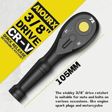 Load image into Gallery viewer, 3/8&quot; Drive Mini Ratchet, 72-Tooth Ratchet Handle, 10.5 cm Quick Release Reversible Ratchet Wrench, CR-V Steel, Automotive Repair, Home Improvement and Mechanical Work
