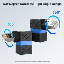 Load image into Gallery viewer, Cable Matters 2-Pack 10Gbps 360° Rotatable Cat 6A Right Angle Ethernet Adapter, Cat6A RJ45 Ethernet Adapter Male to Female
