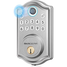 Load image into Gallery viewer, DS10 Keyless Entry Door Lock with Fingerprint, Electronic Keypad, 2 Keys, Auto-Lock &amp; One Touch Locking, Easy Installation, Satin Nickel
