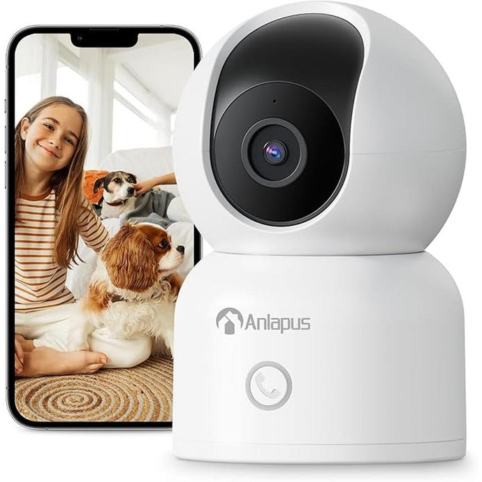 Anlapus 2MP Home Security Indoor Camera, C518 1080p Pan/Tilt WiFi Camera, 2.4/5 GHz 360° Wireless Plug-in Camera, Motion Detection, One-Touch Call, Auto Tracking, Night Vision (SD Card Not Include)