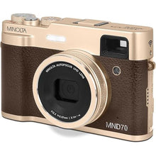 Load image into Gallery viewer, Minolta MND70 Retro 48 MP Autofocus Digital Camera with 5K Ultra HD Video, Rear Selfie Lens &amp; WiFi, Gold
