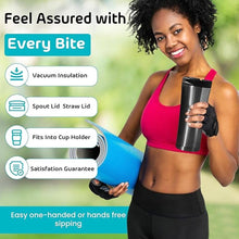 Load image into Gallery viewer, 16oz Vacuum Insulated Travel Mug Coffee &amp; Tea Tumbler Cup – 304 Stainless Steel, Spill-Proof Flip Lid, Hot &amp; Cold, Portable Car Mug, Stylish Reusable Thermos for Travel, Office (Gold Grey)
