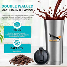 Load image into Gallery viewer, 16oz Vacuum Insulated Travel Mug Coffee &amp; Tea Tumbler Cup – 304 Stainless Steel, Spill-Proof Flip Lid, Hot &amp; Cold, Portable Car Mug, Stylish Reusable Thermos for Travel, Office (Silver)
