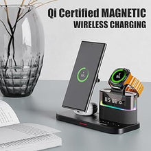 Load image into Gallery viewer, Magnetic Wireless Charger for Samsung,3 in 1 Wireless Charging Station Alarm Clock,Nightstand Charging Station for Samsung Galaxy S24/S23/S22/S21,Galaxy Watch 7/6/4/5,Galaxy Buds/Pro (Black)
