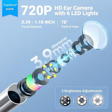 Load image into Gallery viewer, ScopeAround Otoscope with Light, Digital Otoscope w/1.85in IPS Screen, 720p HD Ear Wax Removal Tool Camera, Video Otoscope Ear Camera with 6 LED Lights, Compatible with Android/iPhone

