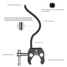 Load image into Gallery viewer, Mippko Gooseneck Microphone Stand,19.69" Flexible Adjustable Arm Super Crab Clamp Mic Clip 3/8"-16 to 5/8"-27 Adapter Mount,Compatible with Shure/Fifine / AT2020 / Pyle/Blue Snowball/Razer
