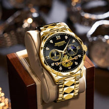 Load image into Gallery viewer, BINBOND Watches for Men Stainless Steel Luxury Dress Business Diamond Roman Numeral Big Face Dial Multifunction Chronograph Mens Wrist Watch Waterproof Luminous
